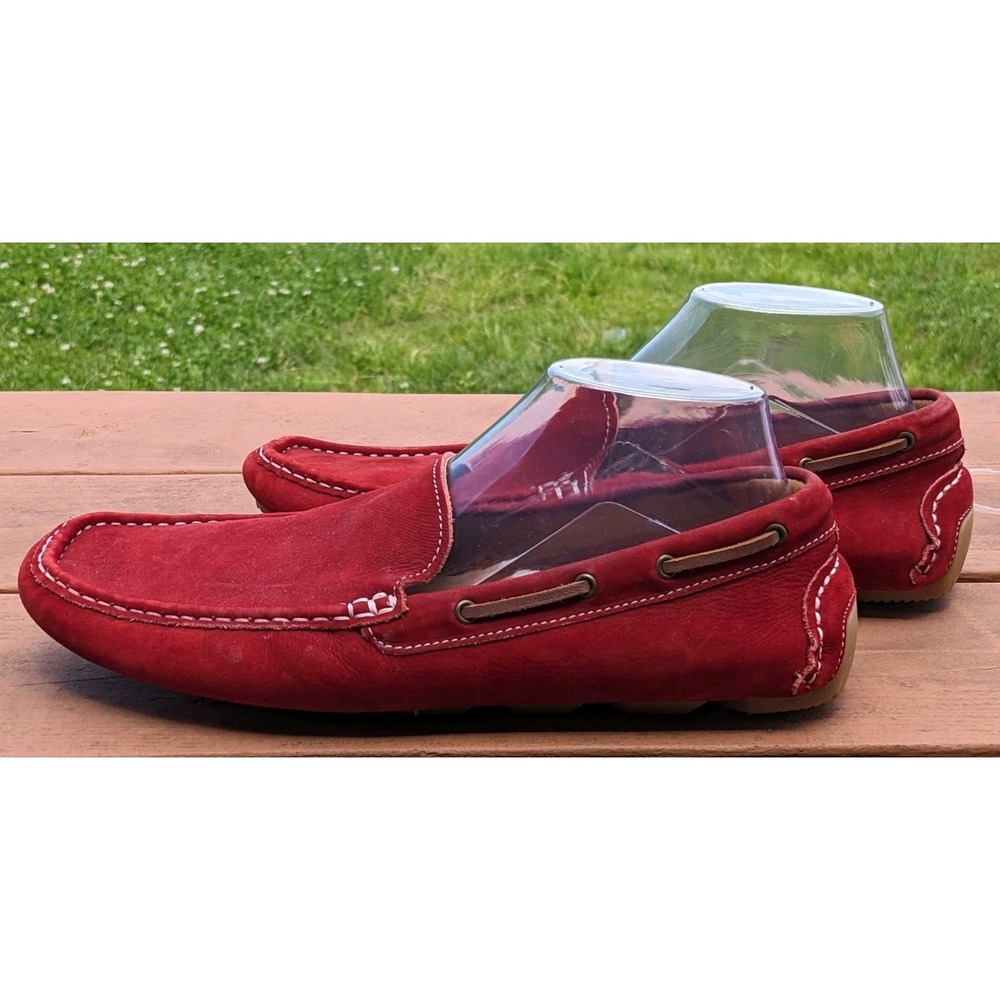 1901 Red Leather Comfort Casual Loafers Men's 10M Driving Shoe Footwear - Picture 5 of 11